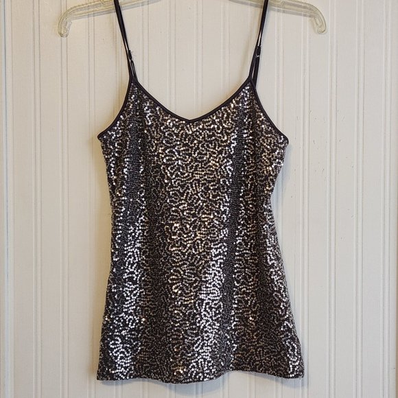 Express Tops - EXPRESS Women's Gray Silver Sequin Bling Tank Top Camisole - XS